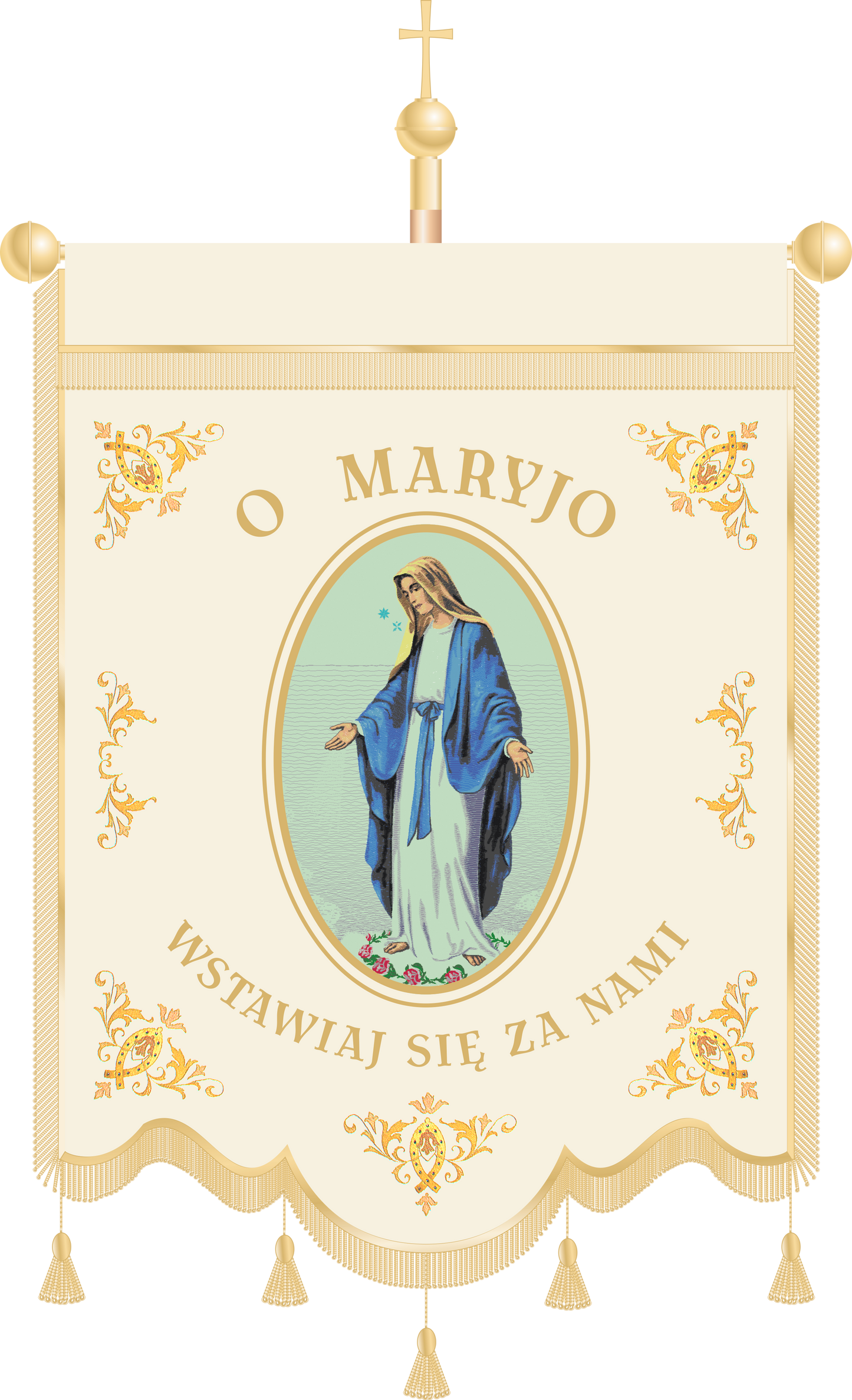 Chorągiew haftowana CHN 008 - Wizerunek Matki Bożej